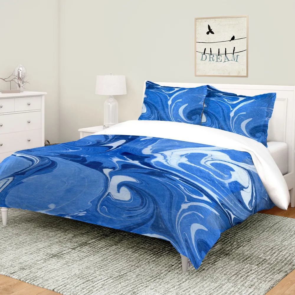 Ocean Blue Marble Comforter