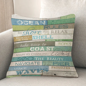 Ocean Rules Indoor Woven Decorative Pillow