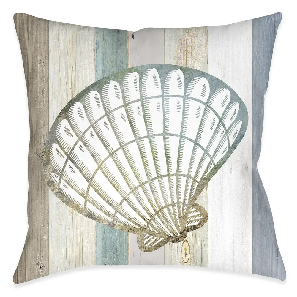 Ocean Vibes Aqua Scallop Outdoor Decorative Pillow
