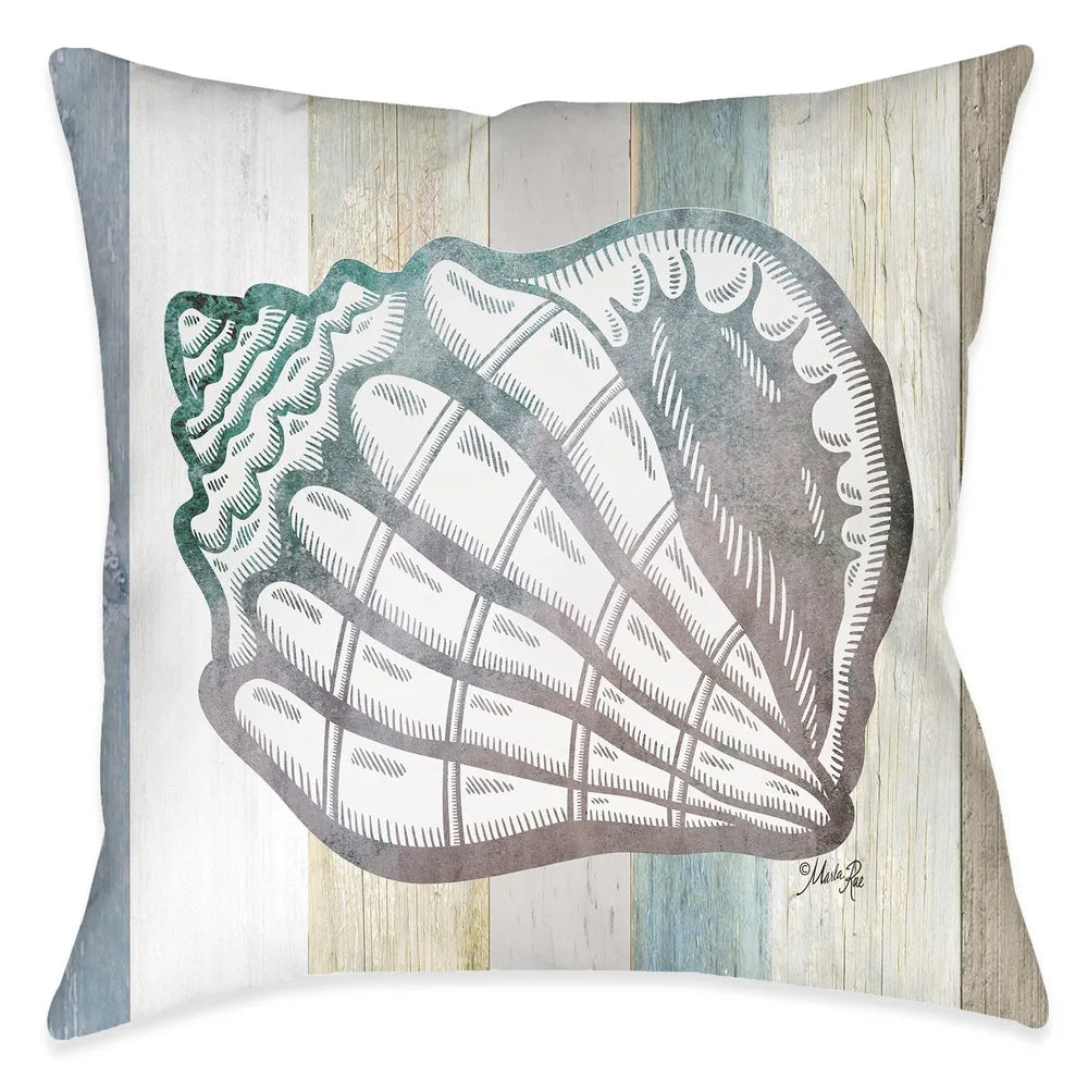 Ocean Vibes Aqua Shell Indoor Decorative Pillow