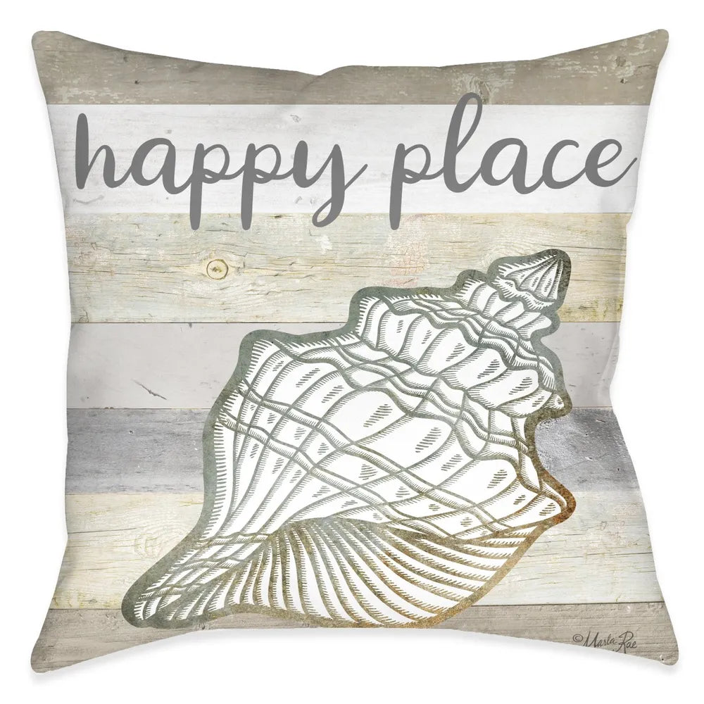 Ocean Vibes Natural Conch Outdoor Decorative Pillow