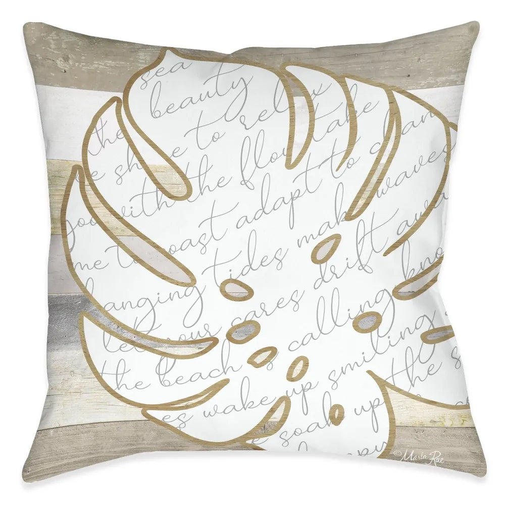 Ocean Vibes Natural Leaf Outdoor Decorative Pillow