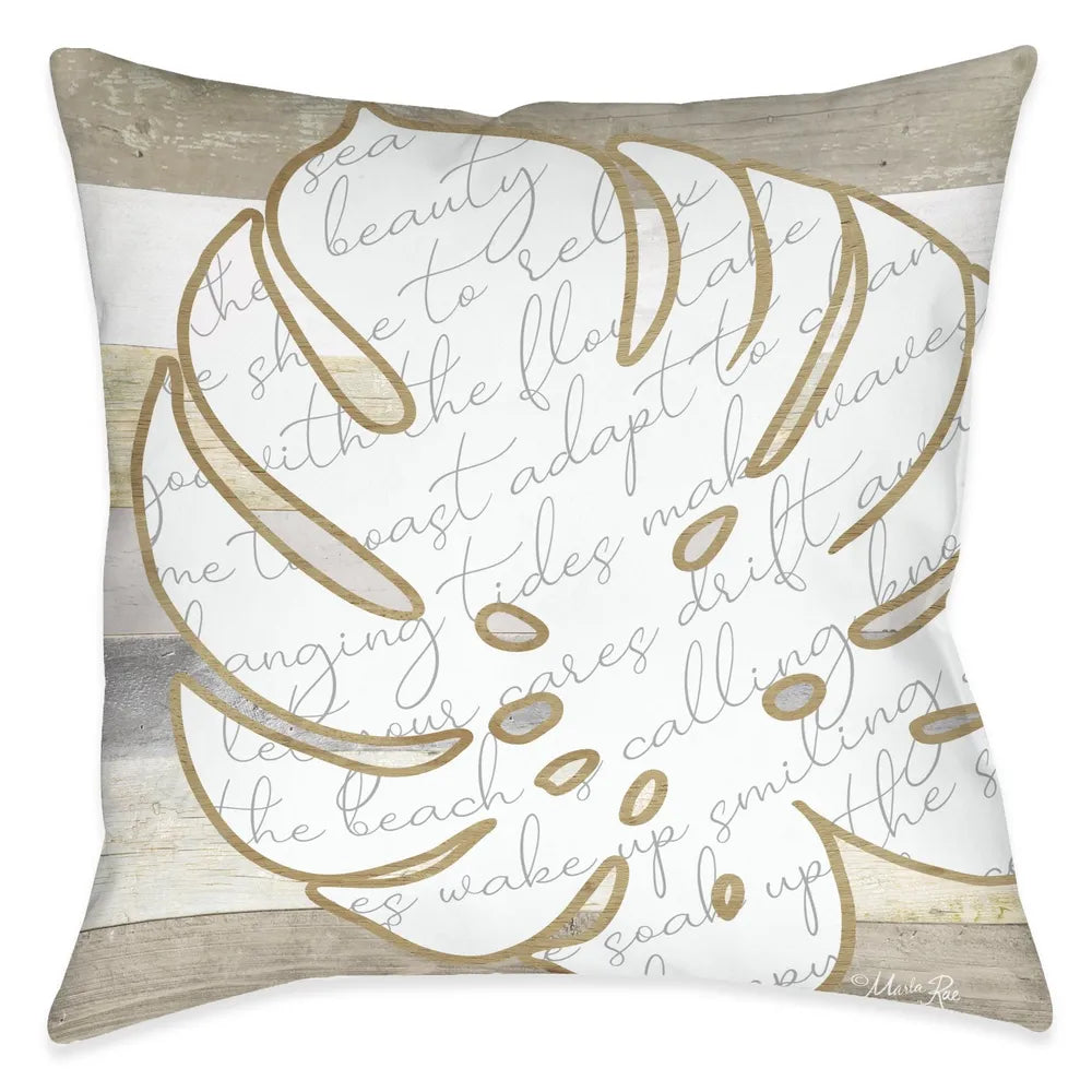 Ocean Vibes Natural Leaf Indoor Decorative Pillow