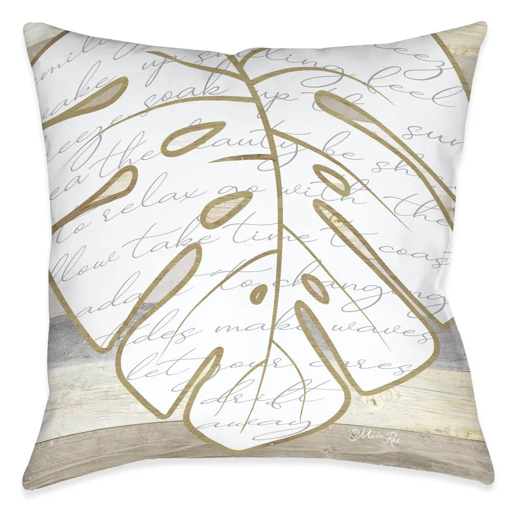 Ocean Vibes Natural Monstera Indoor Decorative Pillow