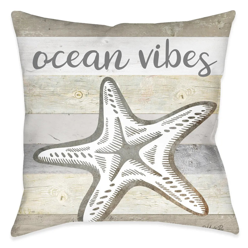 Ocean Vibes Natural Starfish Outdoor Decorative Pillow