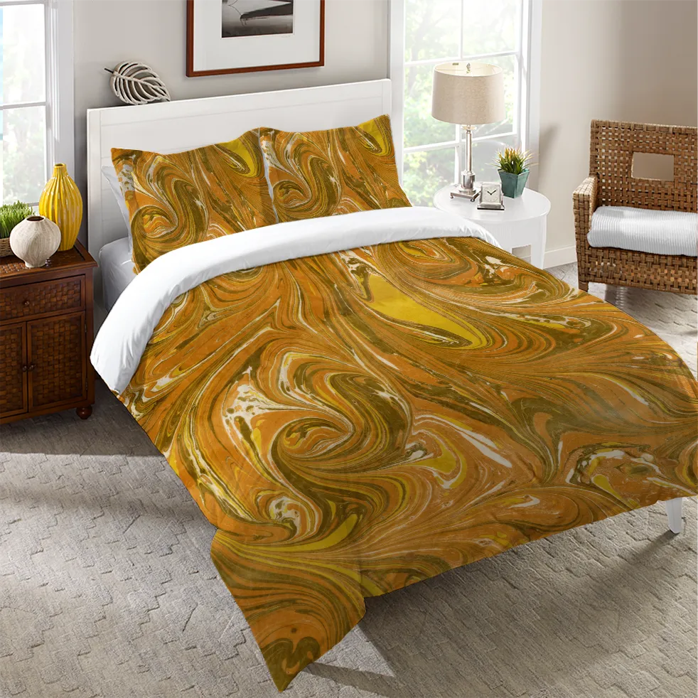 Ochre Marble Duvet Cover