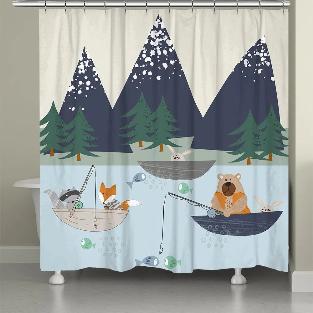 Outdoor Critters Fishing Shower Curtain