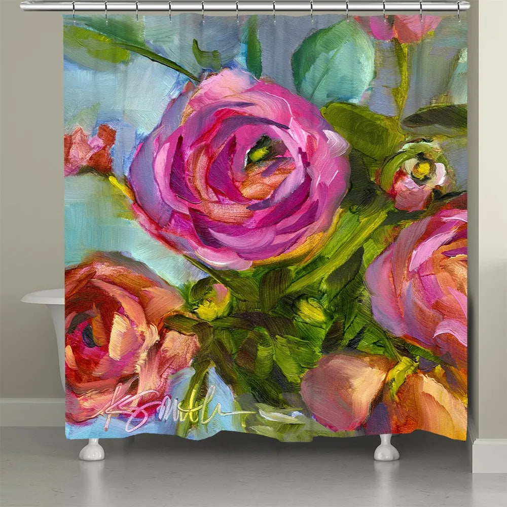 Painterly Roses Shower Curtain