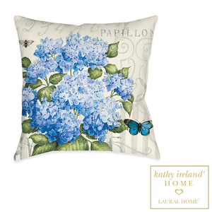 kathy ireland® HOME Papillon Hydrangea Blue Outdoor Decorative Pillow
