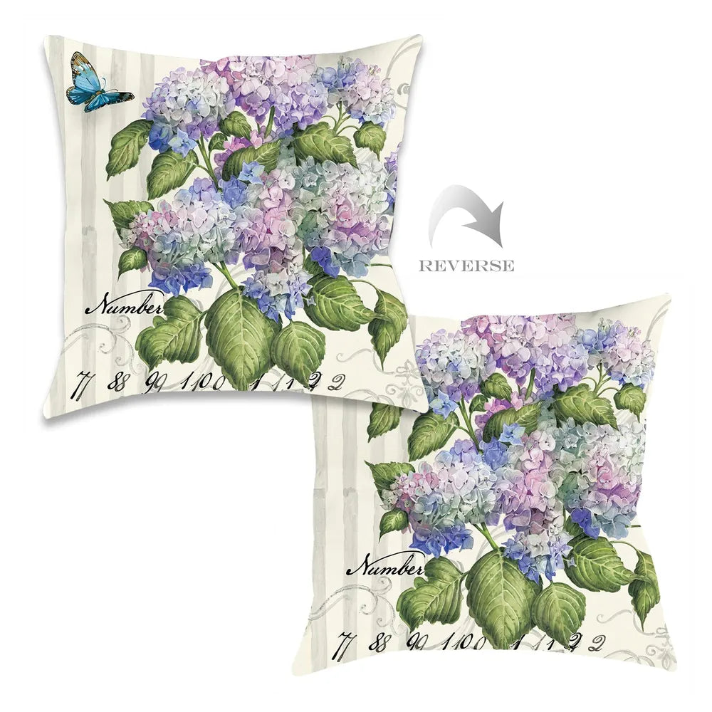 Papillon Hydrangea Indoor Decorative Pillow