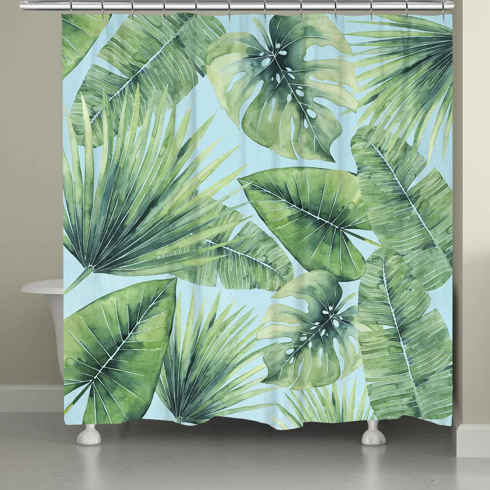 Tropical Palm Tree Leaves Shower Curtain 
