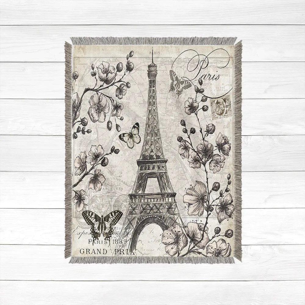Paris in Bloom Woven Throw Blanket