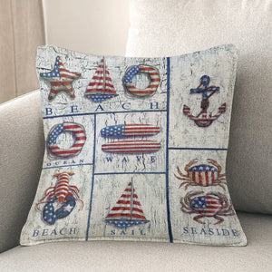 Patriotic Coastal Mix Indoor Woven Decorative Pillow