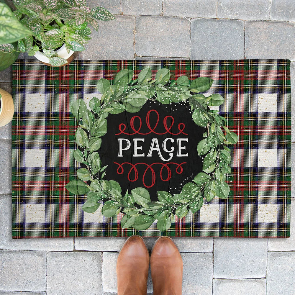Peace Wreath Outdoor Door Mat