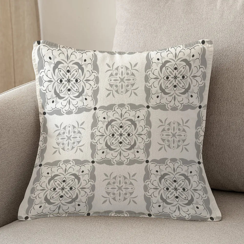 kathy ireland® HOME Peaceful Elegance Medallion Gray Indoor Decorative Pillow