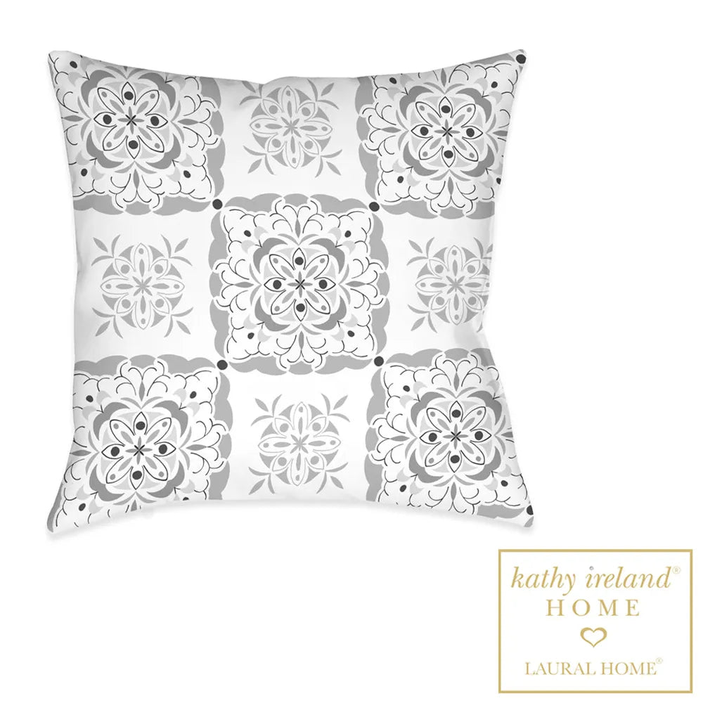 kathy ireland® HOME Peaceful Elegance Medallion Gray Indoor Decorative Pillow