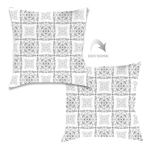 kathy ireland® HOME Peaceful Elegance Medallion Gray Outdoor Decorative Pillow
