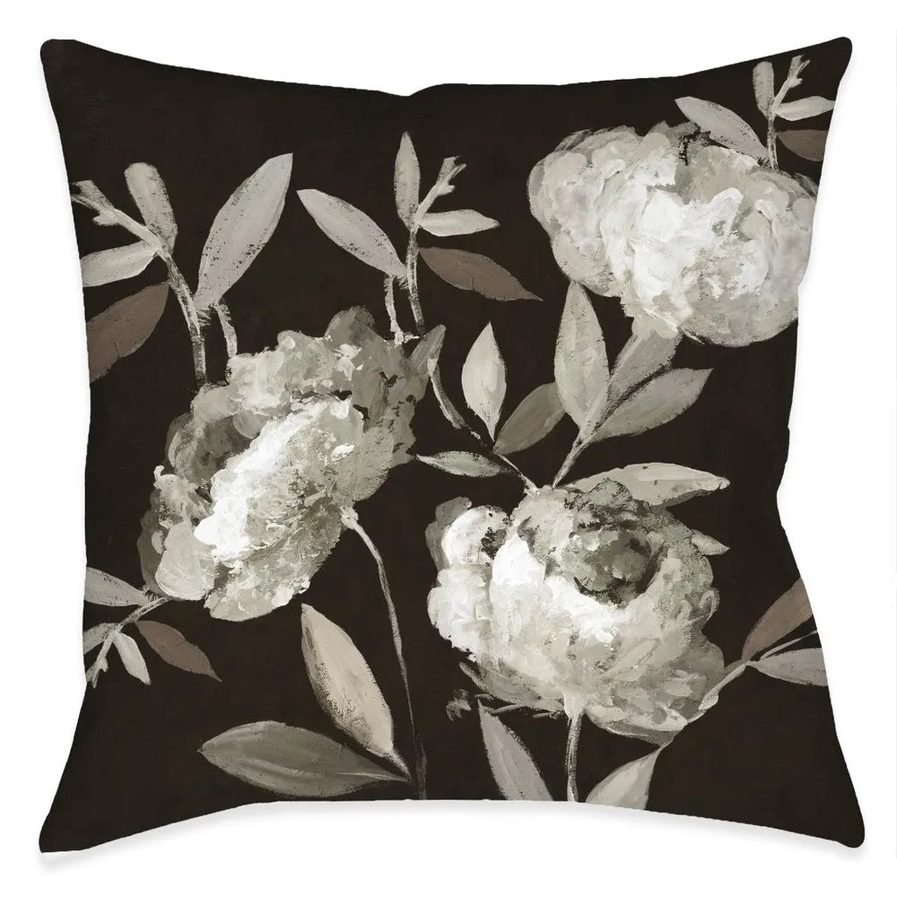 Peonies On Ebony Indoor Decorative Pillow