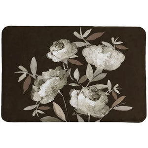 Peonies On Ebony Memory Foam Rug