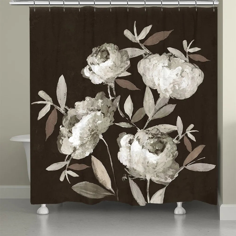 Peonies On Ebony Shower Curtain