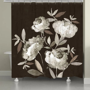 Peonies On Ebony Shower Curtain