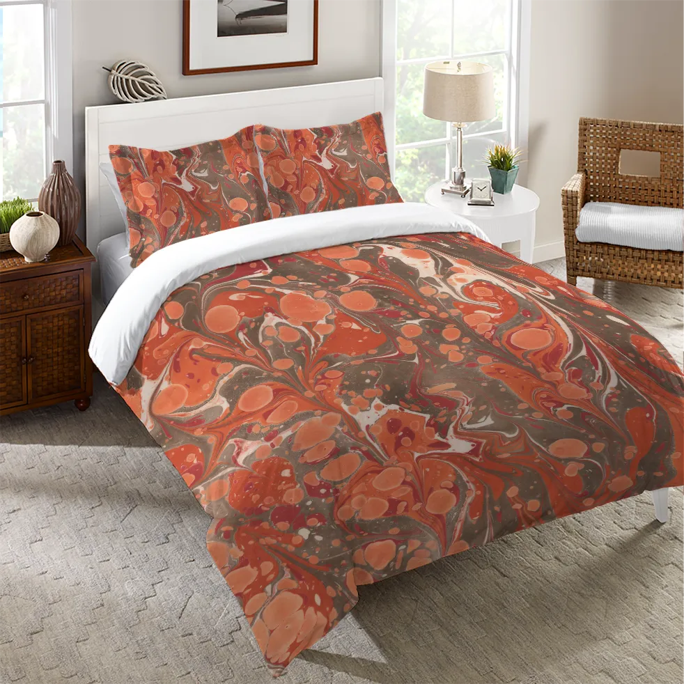 Persimmon Marble Duvet Cover