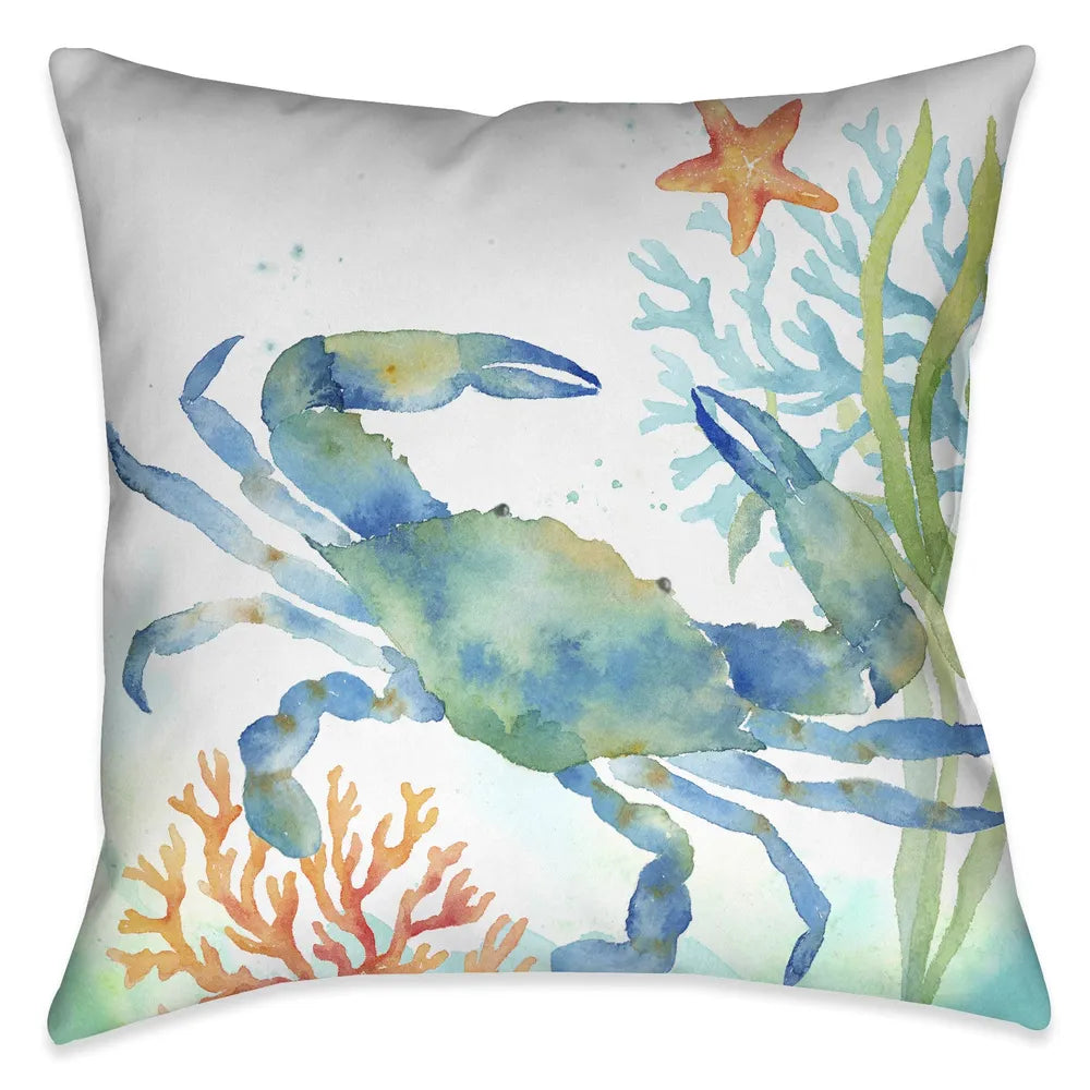 Blue Crab Coastal Indoor/Outdoor 18x18 Decorative Accent Throw
