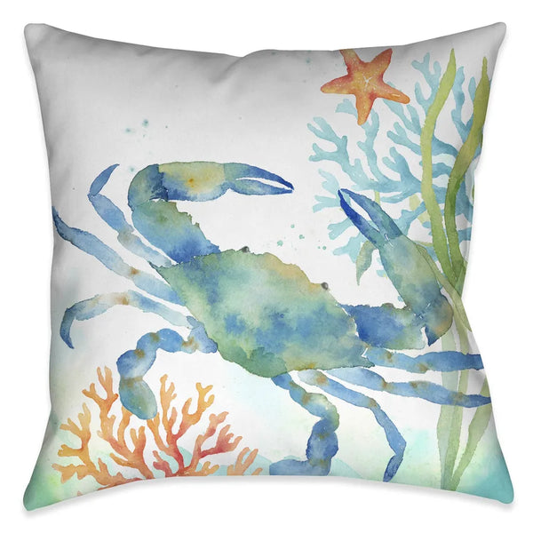 Sea Life Blue Crab Indoor Decorative Pillow Laural Home