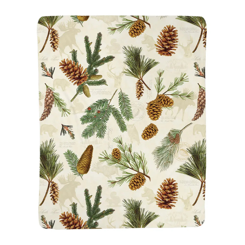 Pinecone Sherpa Throw Blanket 