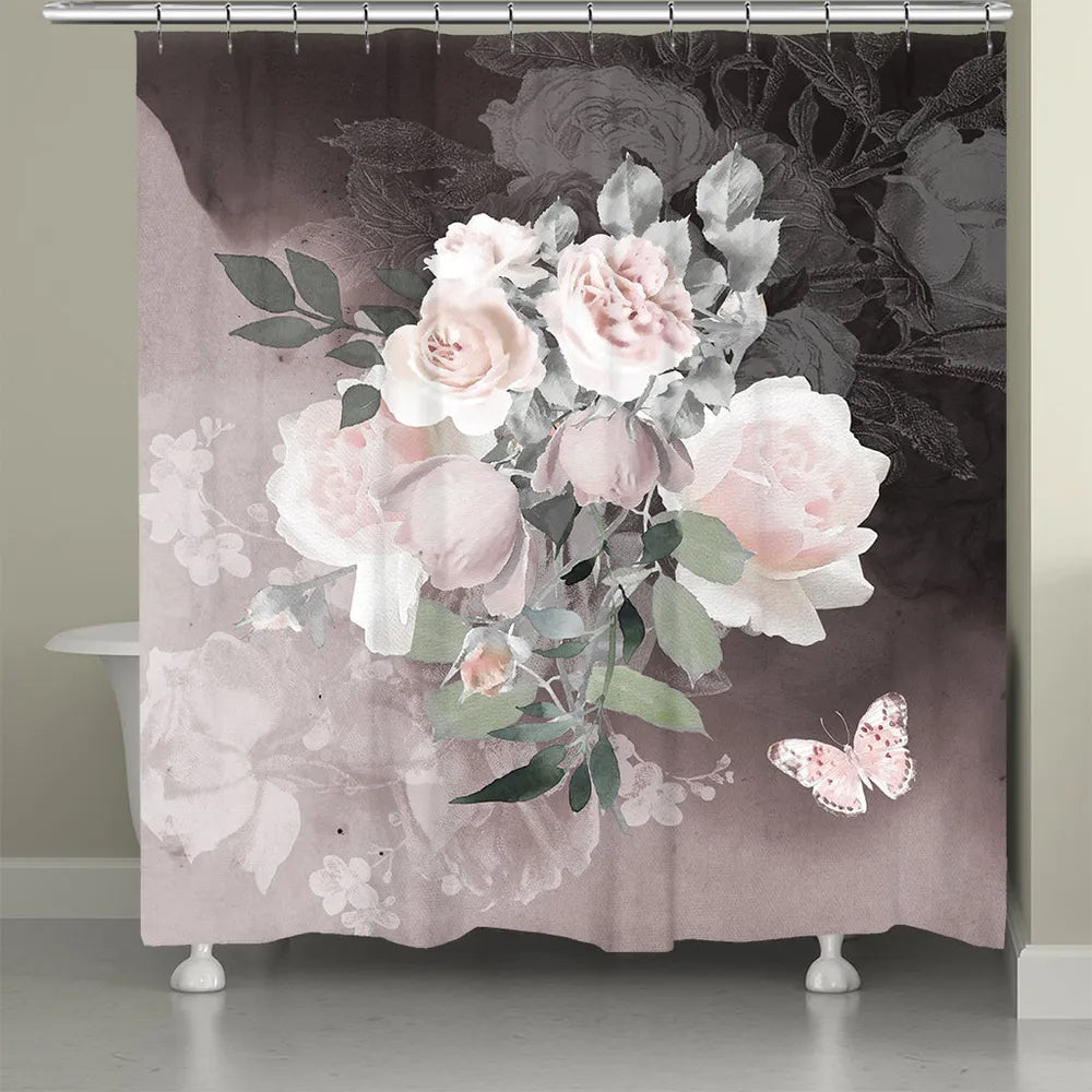 Pink Smoky Roses Shower Curtain