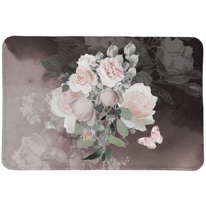 Pink Smoky Roses Memory Foam Rug