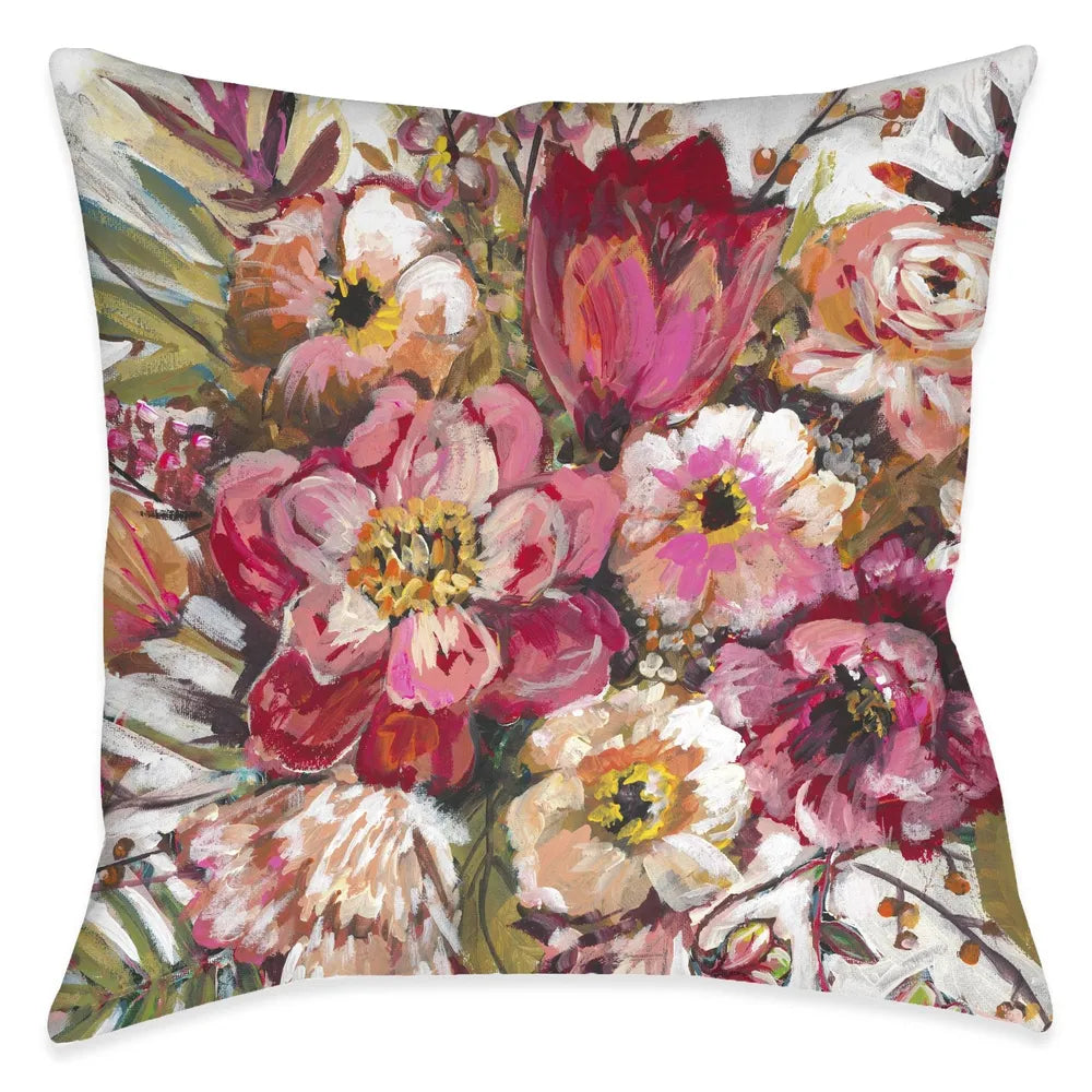 Pink Posies Outdoor Decorative Pillow