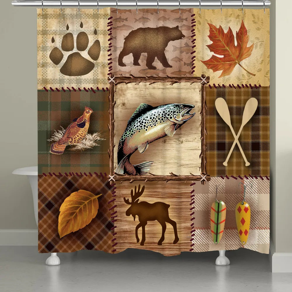 Plaid Lodge Patch Shower Curtain