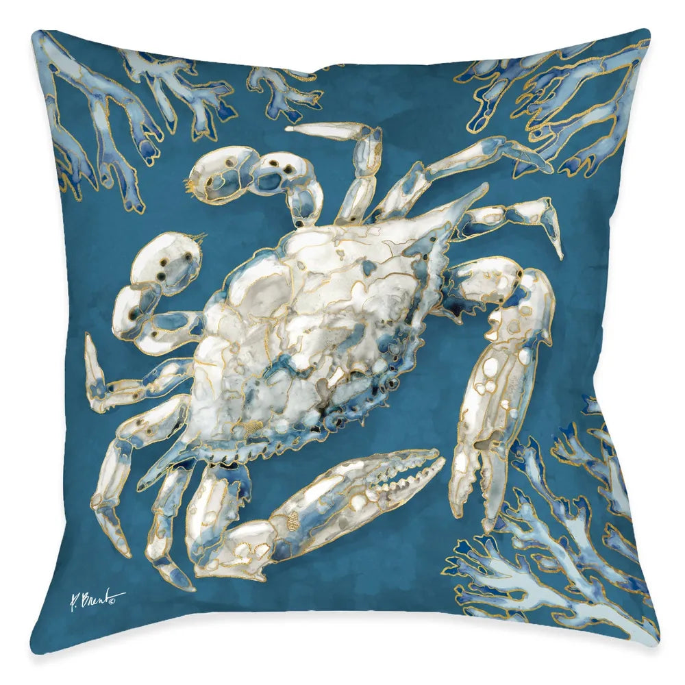 Playa Shells Crab Outdoor Decorative Pillow