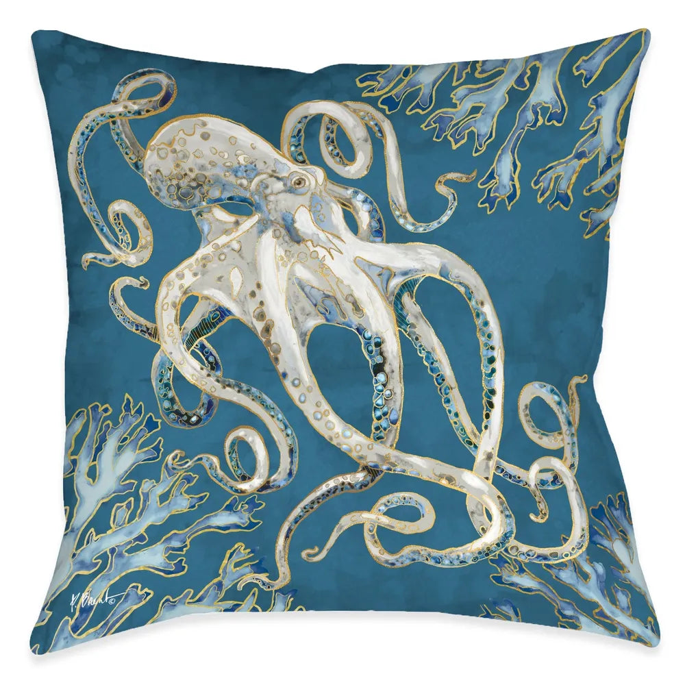Playa Shells Octopus Outdoor Decorative Pillow