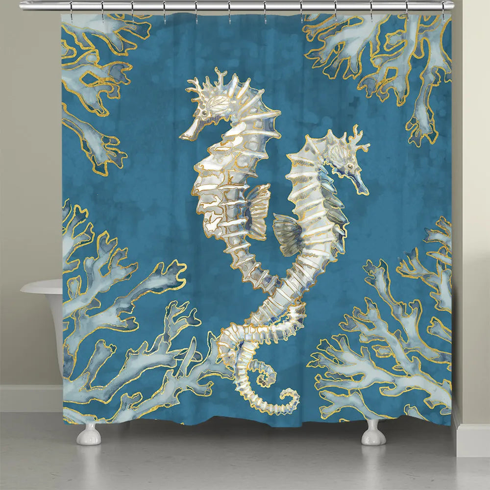 Playa Shells Seahorse Shower Curtain - Laural Home