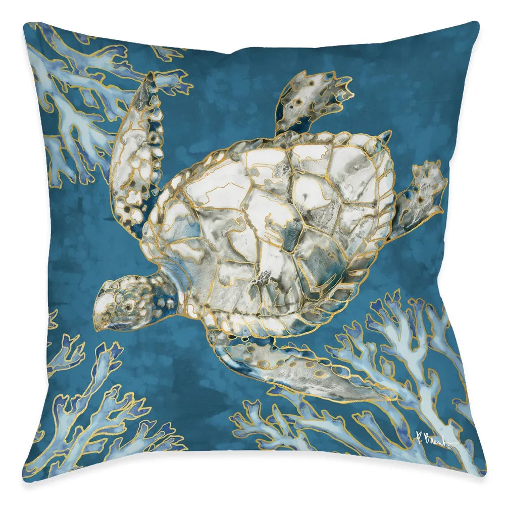 Playa Shells Turtle Outdoor Decorative Pillow