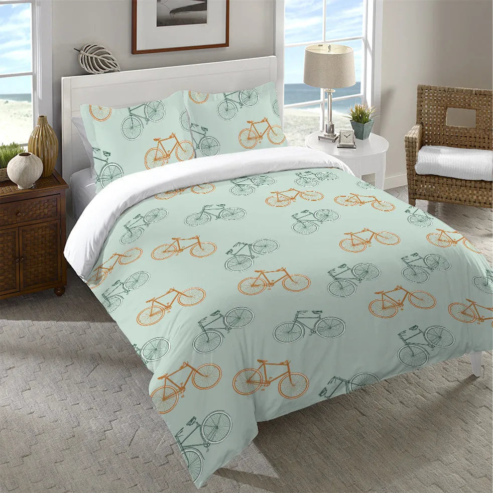 Postcard from Europe Bikes Duvet Cover 