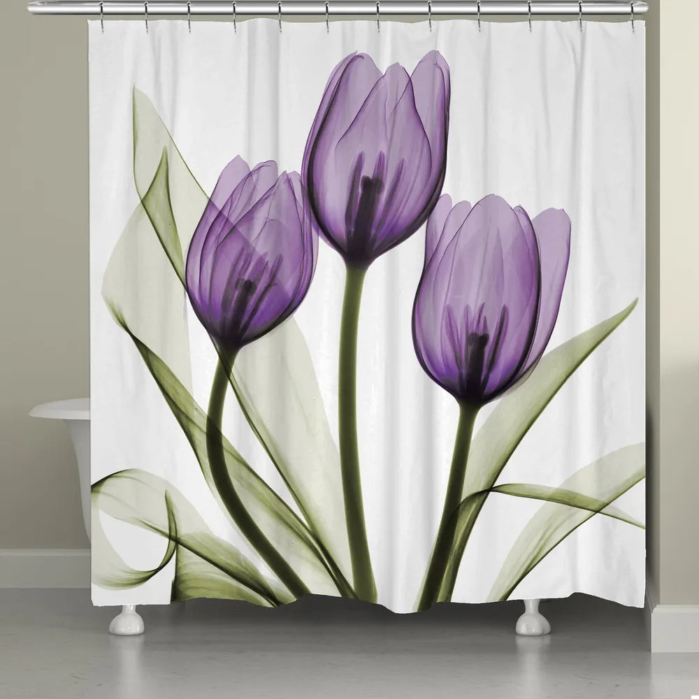 Purple X-ray Tulips Shower Curtain
