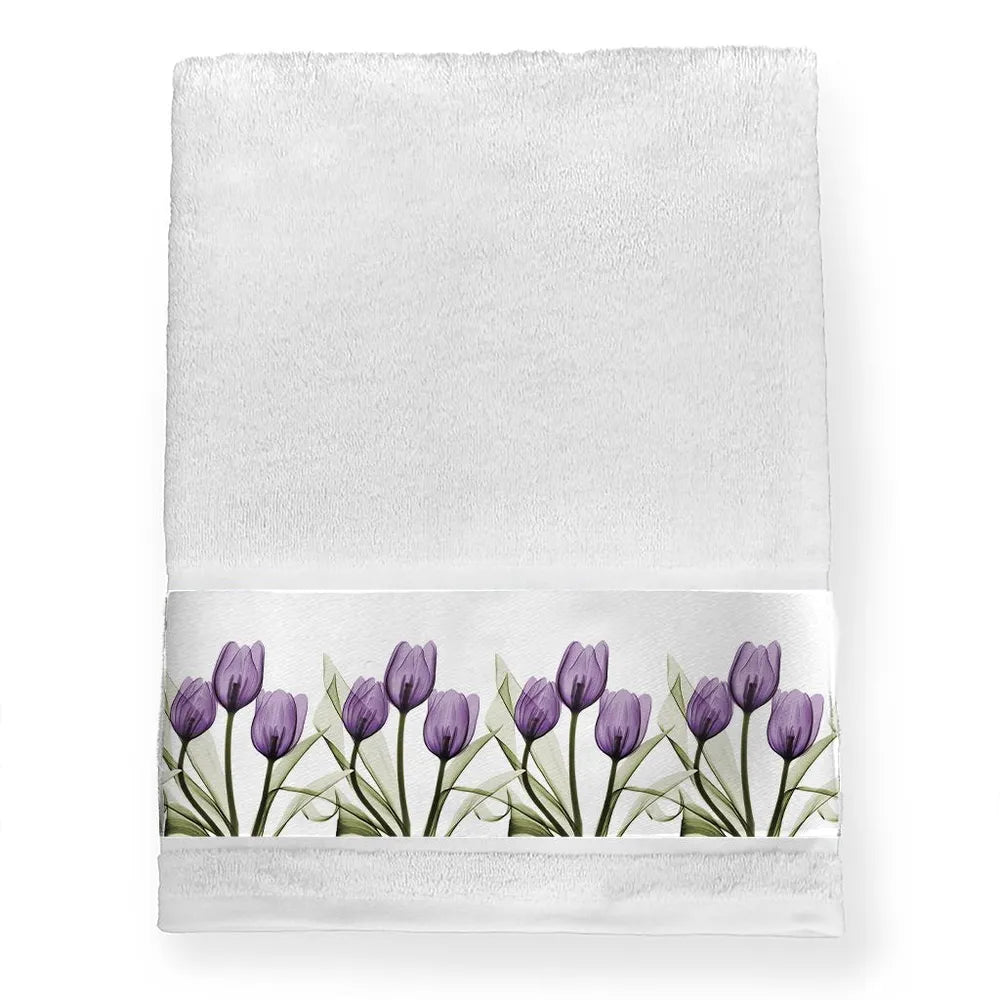 Purple X-Ray Tulips Bath Towel