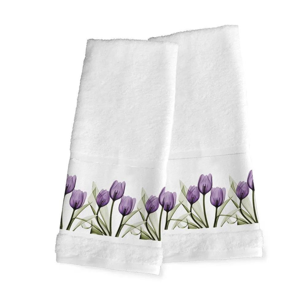 Purple X-Ray Tulips Hand Towels