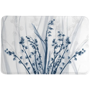 Blue Radiant Florals Memory Foam Rug