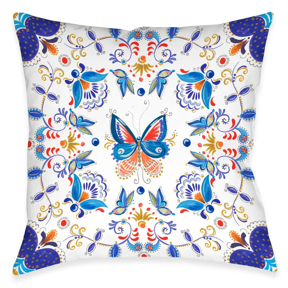 Rainbow Butterfly Outdoor Decorative Pillow