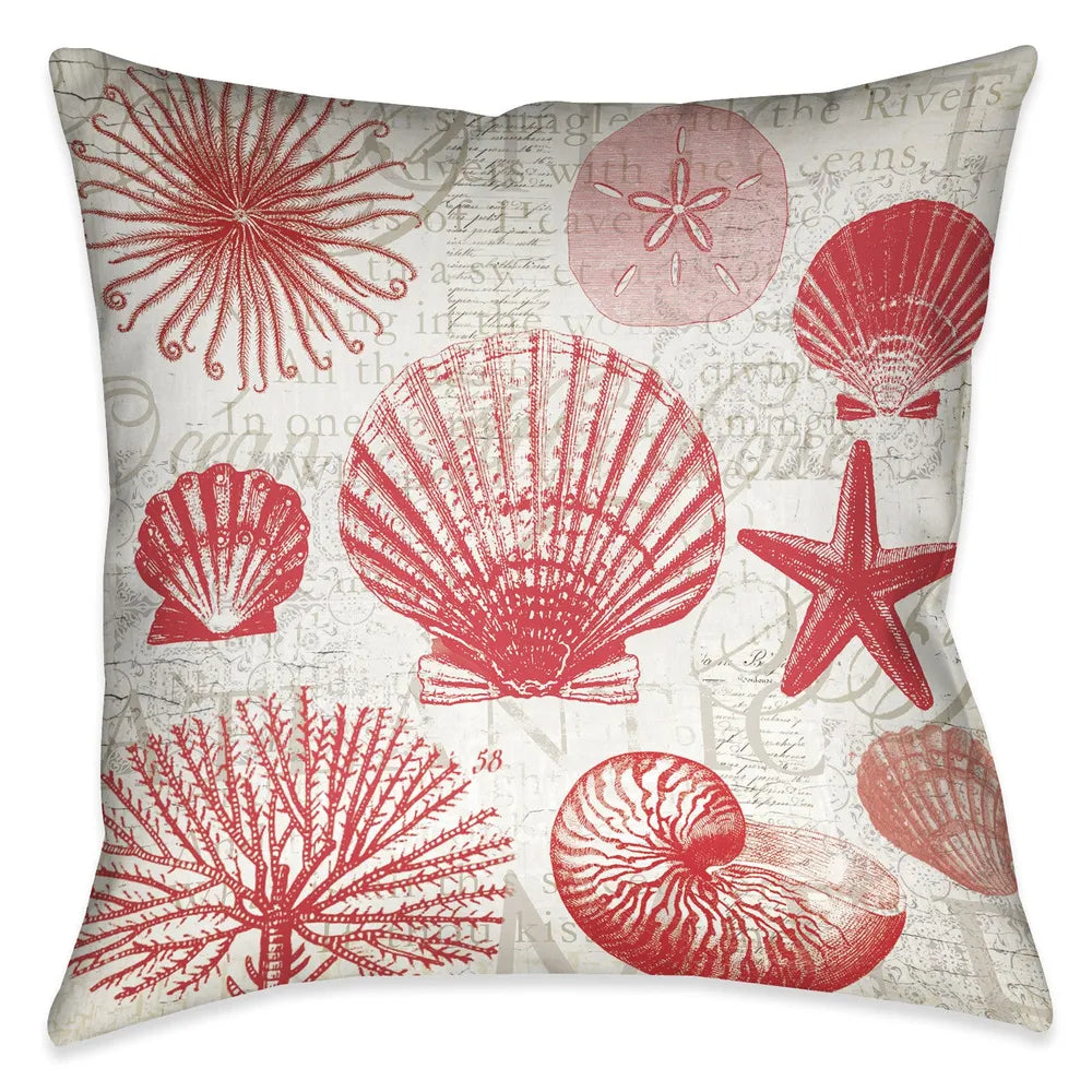 Red Shells I Indoor Decorative Pillow