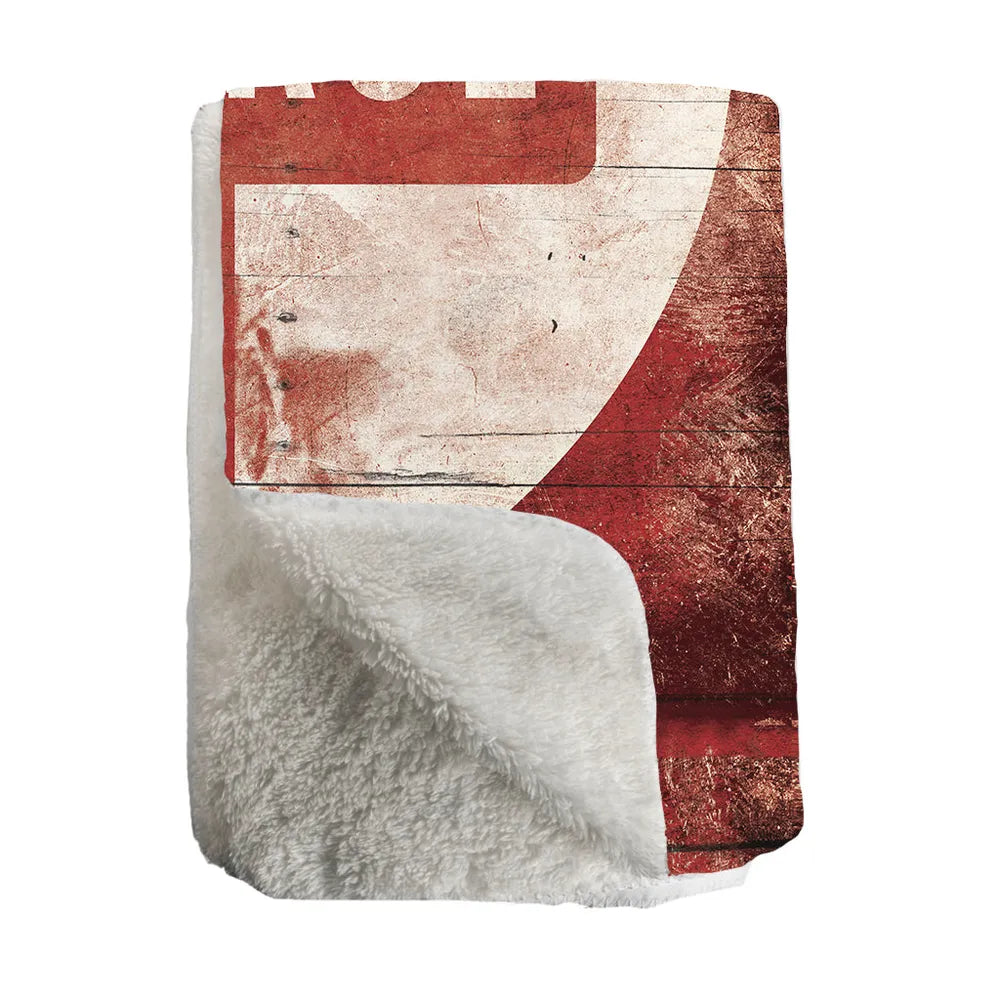 Red Ski Patrol Sherpa Throw Blanket 