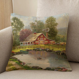 Thomas Kinkade Red Barn Retreat Indoor Decorative Pillow