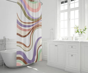 kathy ireland® HOME Retro Wave Shower Curtain