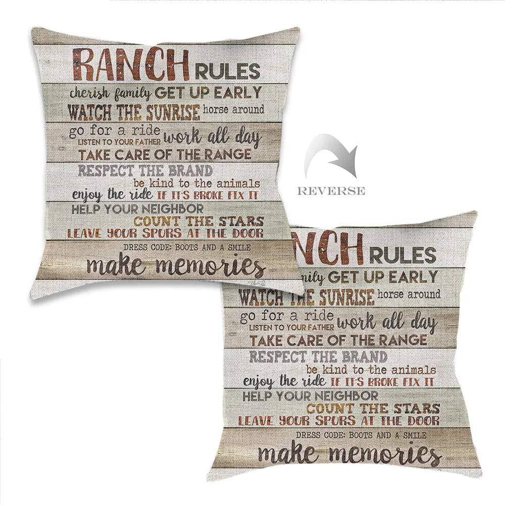 Rustic Ranch Rules Indoor Woven Decorative Pillow
