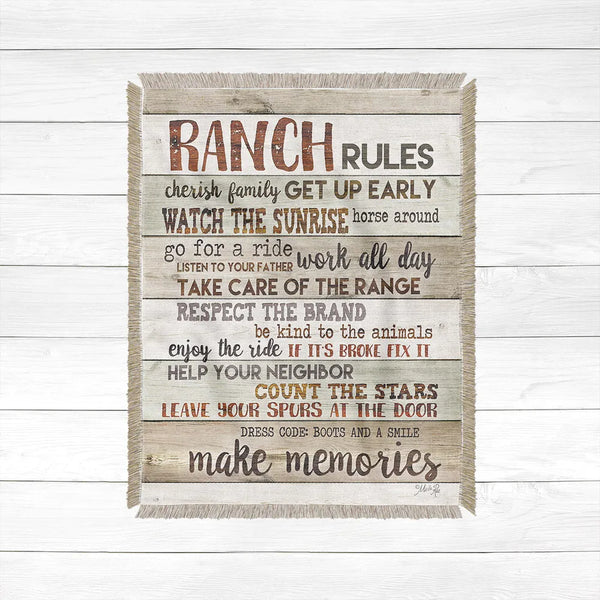 Rustic Ranch Rules Woven Throw Blanket - Laural Home