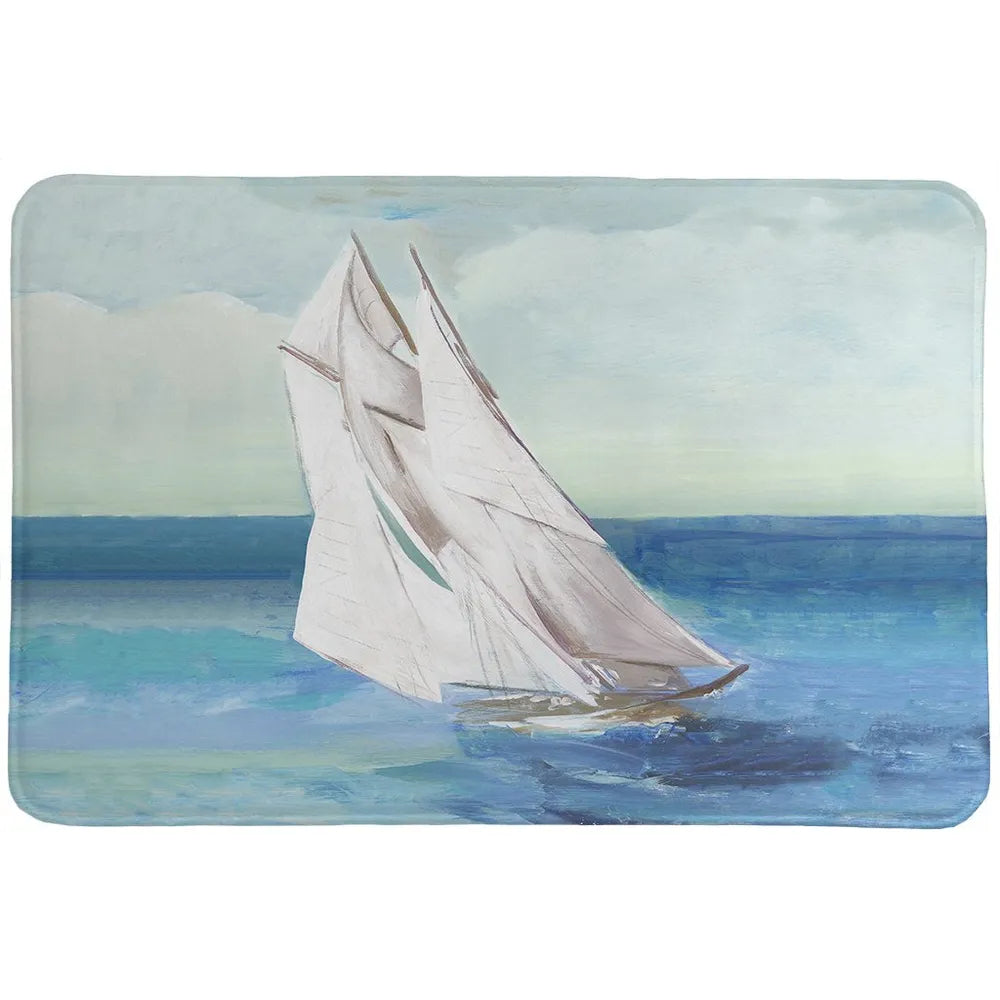 Sail The Ocean Blue Memory Foam Rug